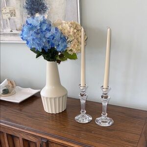 Clear Glass Candlesticks Set of 2